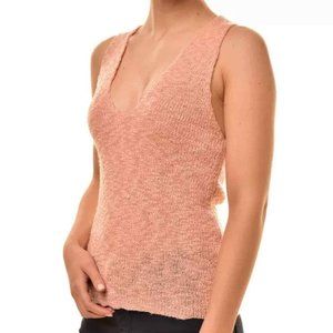 Like NEW Free People Tan Pink Georgia Knit Tank Womens Sz S